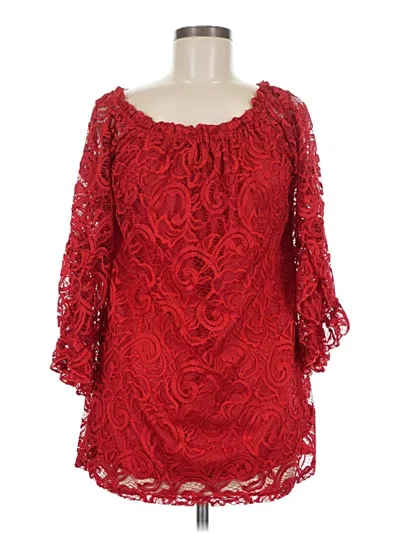Pre-owned Assorted Brands 3/4 Sleeve Blouse In Red