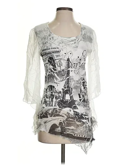 Pre-owned Assorted Brands 3/4 Sleeve Blouse In Silver