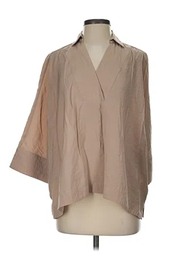 Pre-owned Assorted Brands 3/4 Sleeve Blouse In Tan