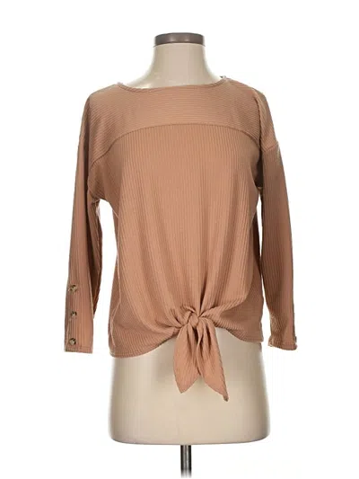 Pre-owned Assorted Brands 3/4 Sleeve Blouse In Tan