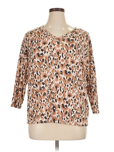 Pre-owned Assorted Brands 3/4 Sleeve Blouse In Tan
