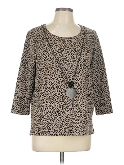 Pre-owned Assorted Brands 3/4 Sleeve Blouse In Tan