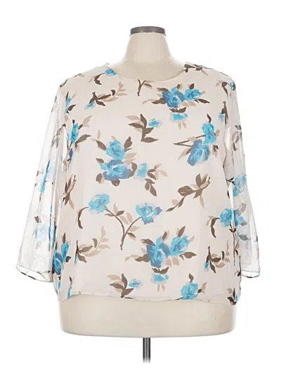 Pre-owned Assorted Brands 3/4 Sleeve Blouse In Tan