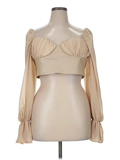Pre-owned Assorted Brands 3/4 Sleeve Blouse In Tan