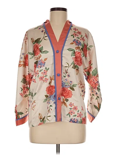 Pre-owned Assorted Brands 3/4 Sleeve Blouse In Tan