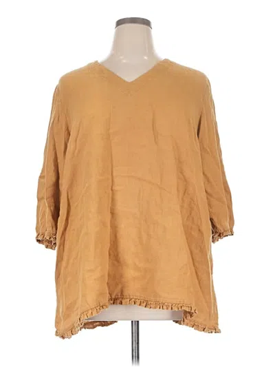 Pre-owned Assorted Brands 3/4 Sleeve Blouse In Tan
