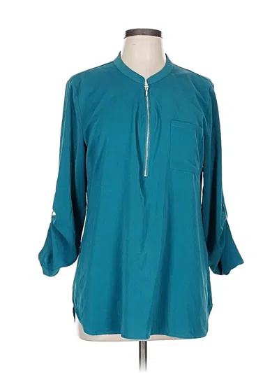 Pre-owned Assorted Brands 3/4 Sleeve Blouse In Teal
