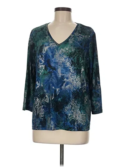 Pre-owned Assorted Brands 3/4 Sleeve Blouse In Teal