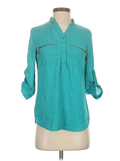 Pre-owned Assorted Brands 3/4 Sleeve Blouse In Teal