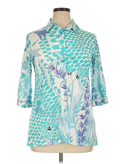Pre-owned Assorted Brands 3/4 Sleeve Blouse In Teal