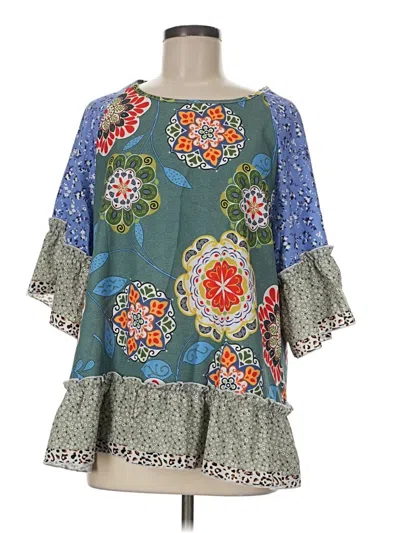 Pre-owned Assorted Brands 3/4 Sleeve Blouse In Teal