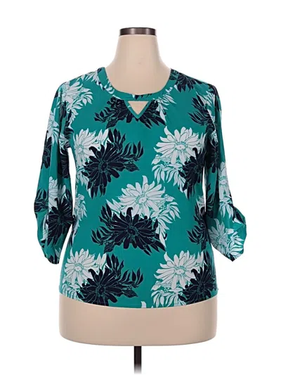 Pre-owned Assorted Brands 3/4 Sleeve Blouse In Teal