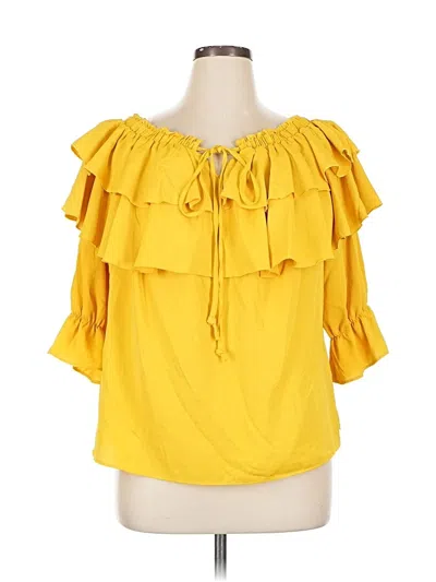Pre-owned Assorted Brands 3/4 Sleeve Blouse In Yellow