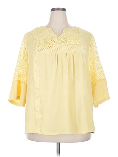 Pre-owned Assorted Brands 3/4 Sleeve Blouse In Yellow