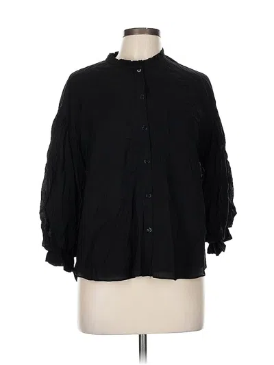 Pre-owned Assorted Brands 3/4 Sleeve Button Down Shirt In Black