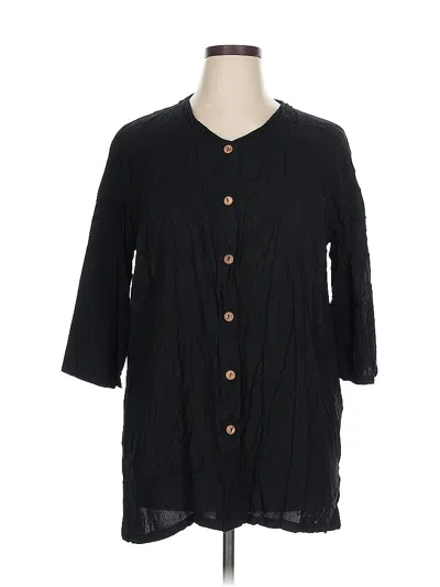 Pre-owned Assorted Brands 3/4 Sleeve Button Down Shirt In Black