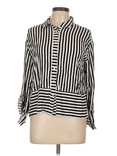 Pre-owned Assorted Brands 3/4 Sleeve Button Down Shirt In Black