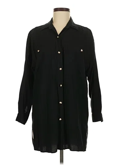 Pre-owned Assorted Brands 3/4 Sleeve Button Down Shirt In Black