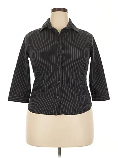Pre-owned Assorted Brands 3/4 Sleeve Button Down Shirt In Black
