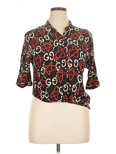 Pre-owned Assorted Brands 3/4 Sleeve Button Down Shirt In Black