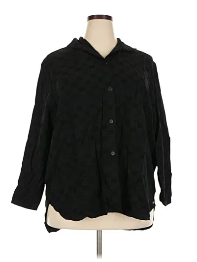 Pre-owned Assorted Brands 3/4 Sleeve Button Down Shirt In Black