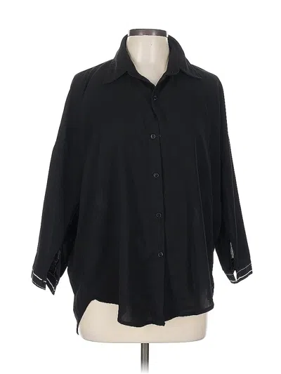 Pre-owned Assorted Brands 3/4 Sleeve Button Down Shirt In Black