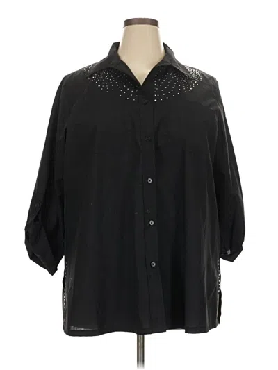 Pre-owned Assorted Brands 3/4 Sleeve Button Down Shirt In Black