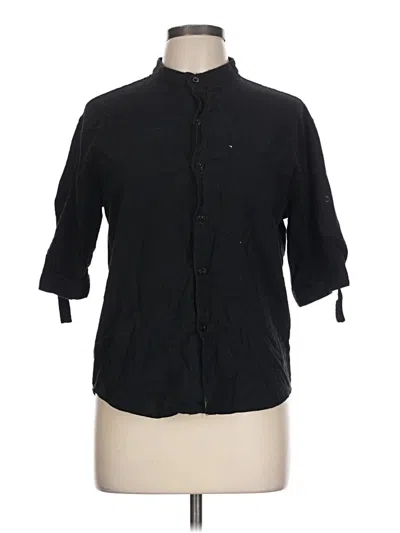 Pre-owned Assorted Brands 3/4 Sleeve Button Down Shirt In Black