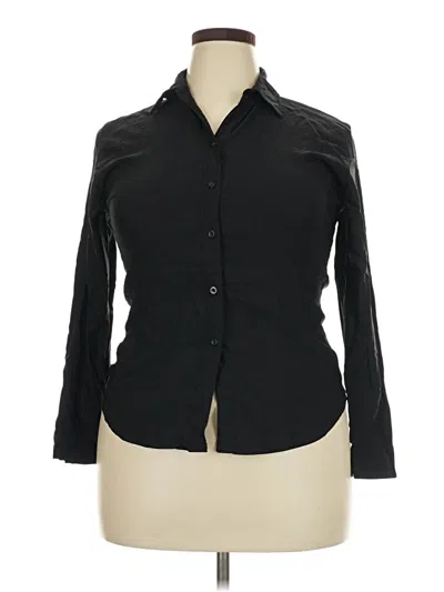 Pre-owned Assorted Brands 3/4 Sleeve Button Down Shirt In Black