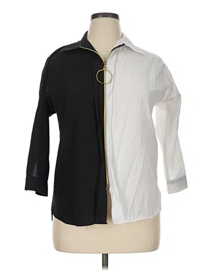 Pre-owned Assorted Brands 3/4 Sleeve Button Down Shirt In Black