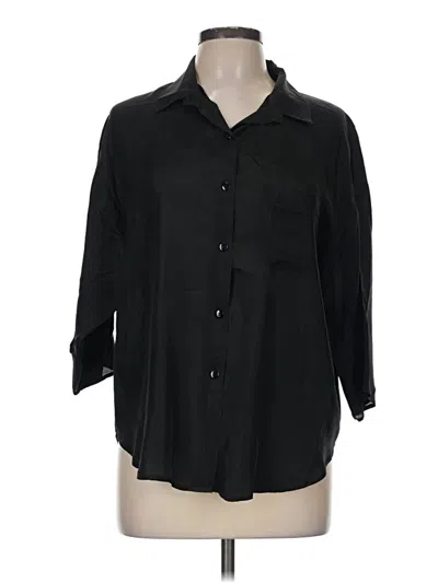 Pre-owned Assorted Brands 3/4 Sleeve Button Down Shirt In Black