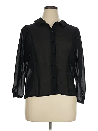 Pre-owned Assorted Brands 3/4 Sleeve Button Down Shirt In Black