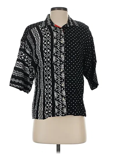 Pre-owned Assorted Brands 3/4 Sleeve Button Down Shirt In Black