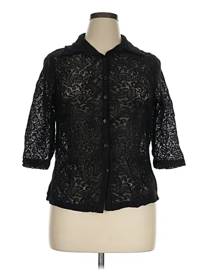 Pre-owned Assorted Brands 3/4 Sleeve Button Down Shirt In Black