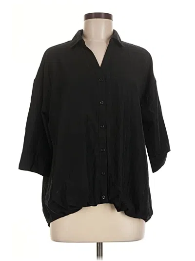 Pre-owned Assorted Brands 3/4 Sleeve Button Down Shirt In Black