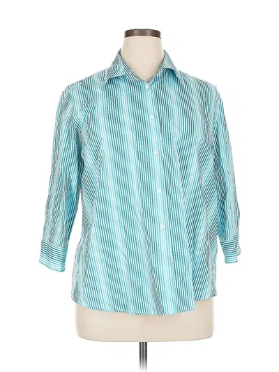 Pre-owned Assorted Brands 3/4 Sleeve Button Down Shirt In Blue