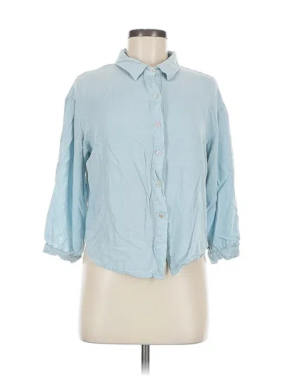 Pre-owned Assorted Brands 3/4 Sleeve Button Down Shirt In Blue