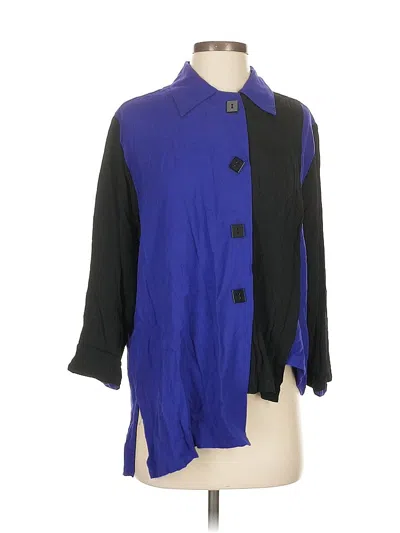 Pre-owned Assorted Brands 3/4 Sleeve Button Down Shirt In Blue