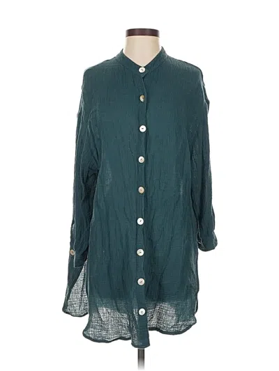 Pre-owned Assorted Brands 3/4 Sleeve Button Down Shirt In Blue