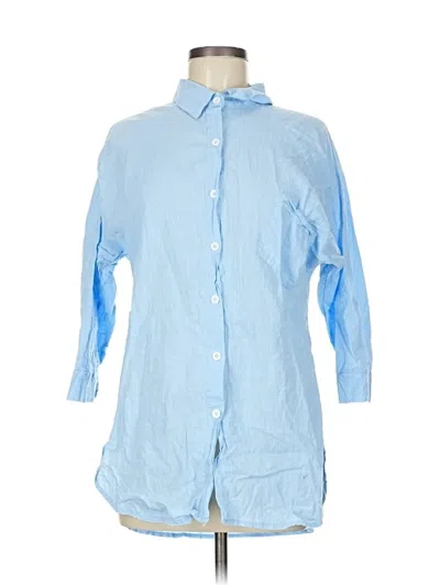 Pre-owned Assorted Brands 3/4 Sleeve Button Down Shirt In Blue
