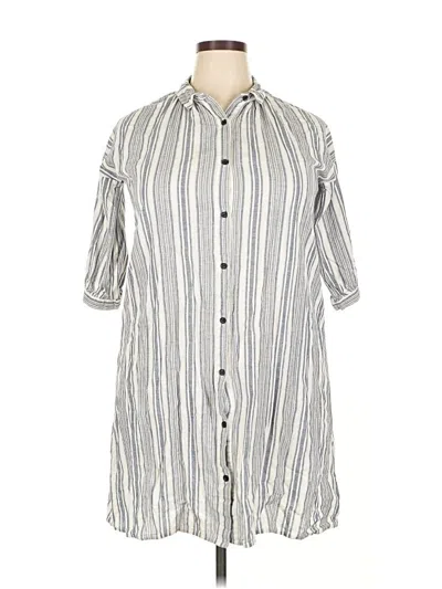 Pre-owned Assorted Brands 3/4 Sleeve Button Down Shirt In Blue