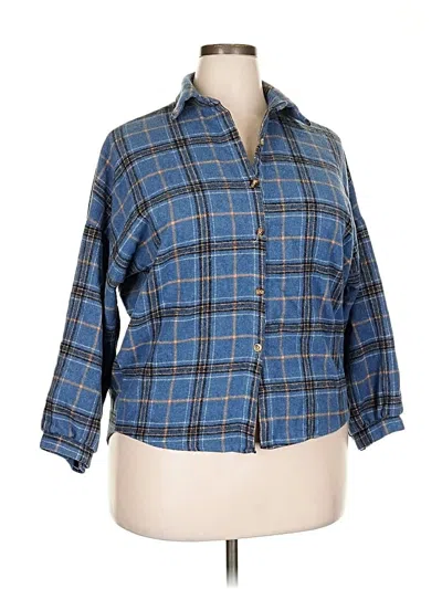 Pre-owned Assorted Brands 3/4 Sleeve Button Down Shirt In Blue
