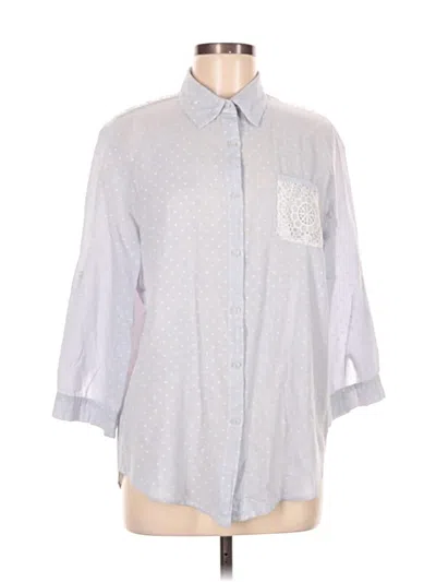 Pre-owned Assorted Brands 3/4 Sleeve Button Down Shirt In Blue