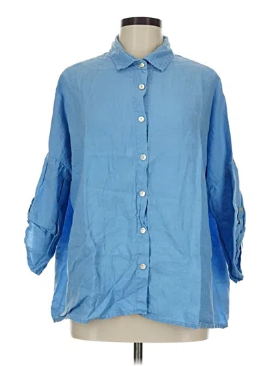 Pre-owned Assorted Brands 3/4 Sleeve Button Down Shirt In Blue