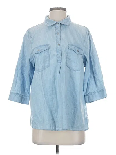 Pre-owned Assorted Brands 3/4 Sleeve Button Down Shirt In Blue