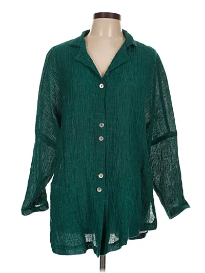 Pre-owned Assorted Brands 3/4 Sleeve Button Down Shirt In Blue