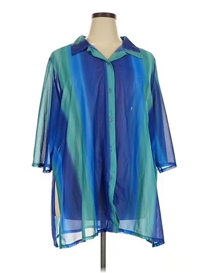 Pre-owned Assorted Brands 3/4 Sleeve Button Down Shirt In Blue