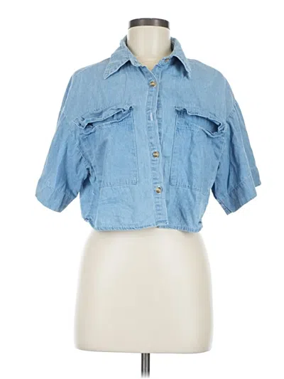Pre-owned Assorted Brands 3/4 Sleeve Button Down Shirt In Blue