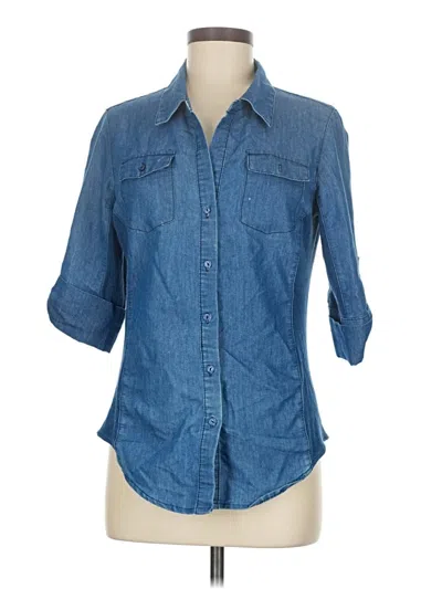Pre-owned Assorted Brands 3/4 Sleeve Button Down Shirt In Blue