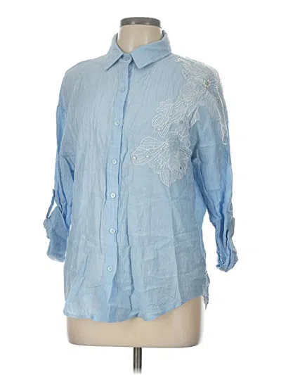 Pre-owned Assorted Brands 3/4 Sleeve Button Down Shirt In Blue